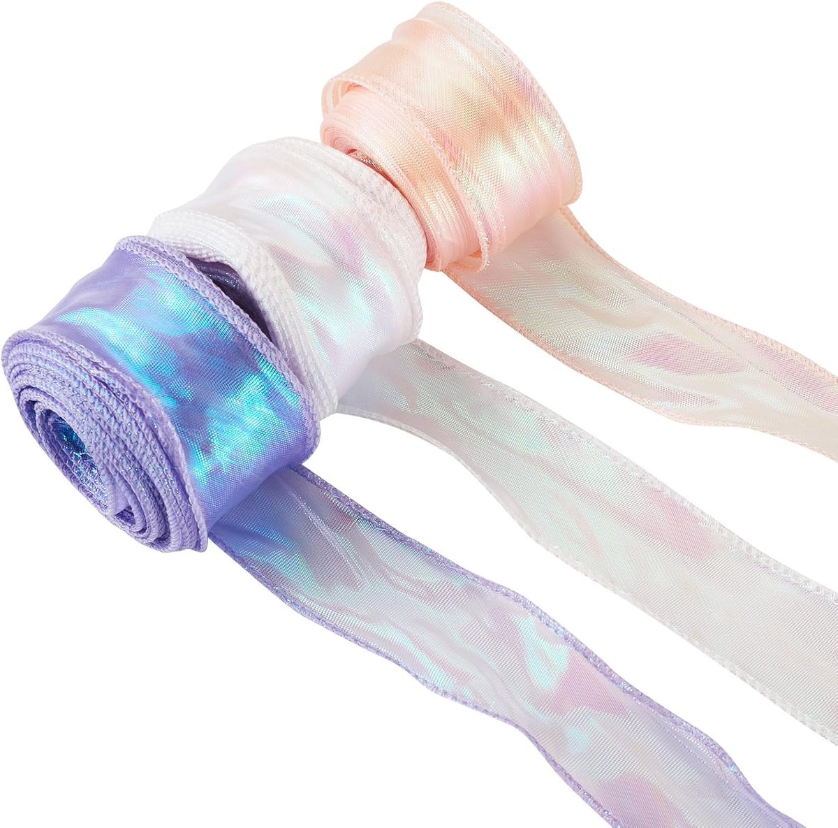 3 rollen iriserend lint 40 mm glinsterend doorschijnend chiffon lint stof organza decoratief lint voor het inpakken van strikken kransen bruiloft boeketten decoratie