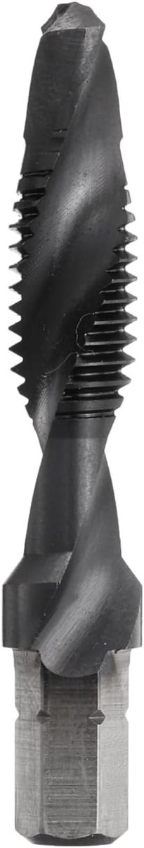 Combinatieboor, metrisch M8 x 1,25 schroefdraad 1/4 inch zeskantige schacht, TiAlN-gecoate schroefdraadschroef-/spiraalboor-draadsnijgereedschap, HSS (HSS) 6542