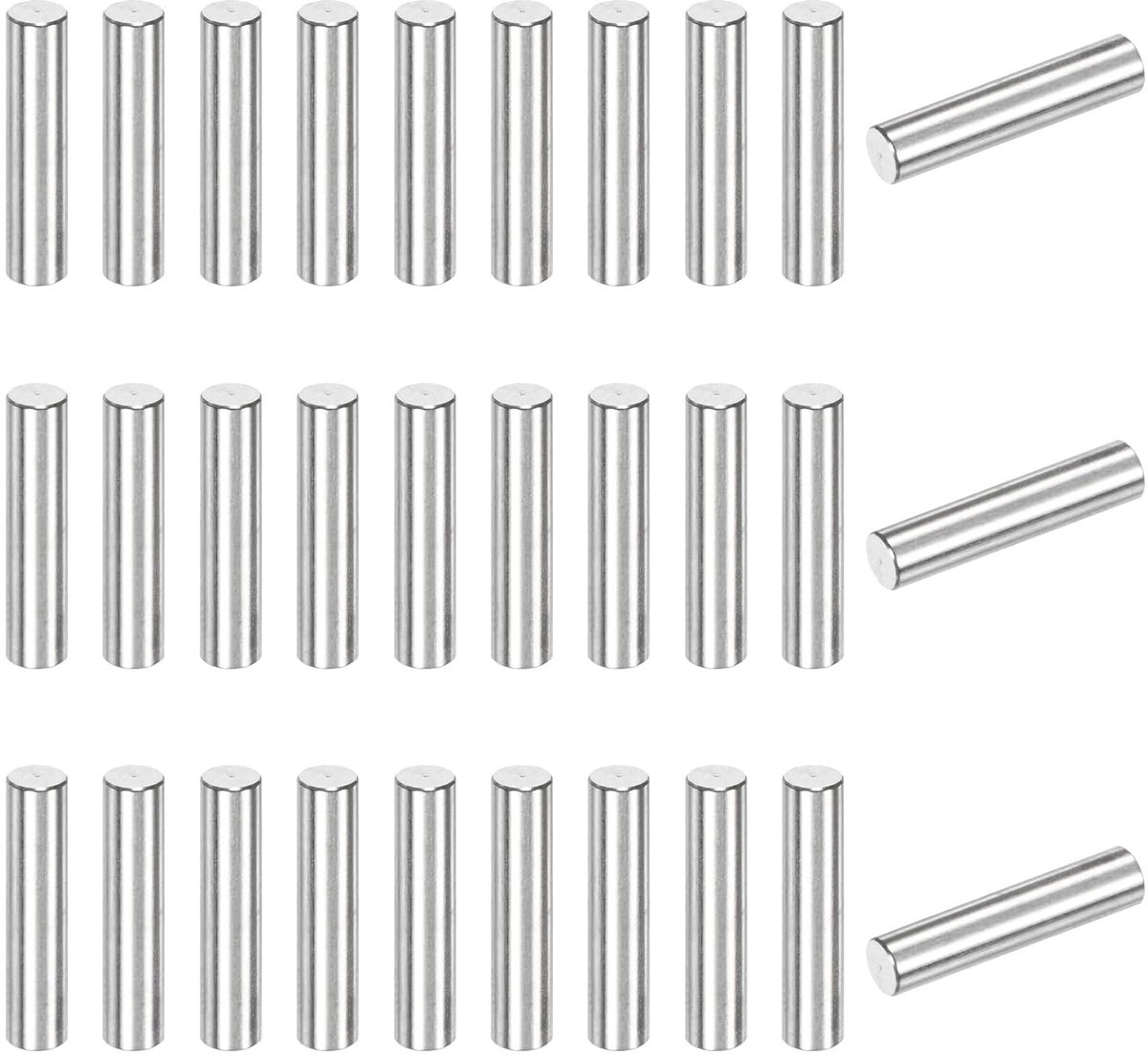 METERXITY 100 stuks cilinderpennen 2,5 x 12 mm, bevestigingselementen van roestvrij staal 304 voor metalen apparaten/projecten, steunpen voor cilindrische planken [zilverkleur]