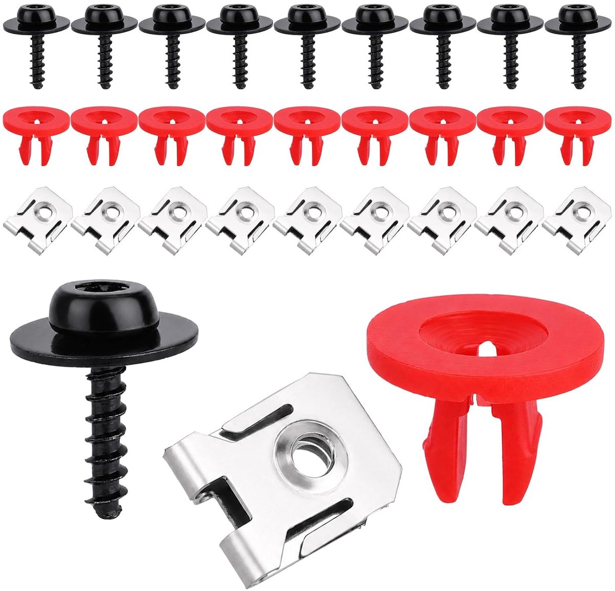 10 Sets Motorbeschermplaatschroeven met Bouten en Clips, Bevestigingsclips voor Bodemplaat auto-Accessoires en Gereedschap