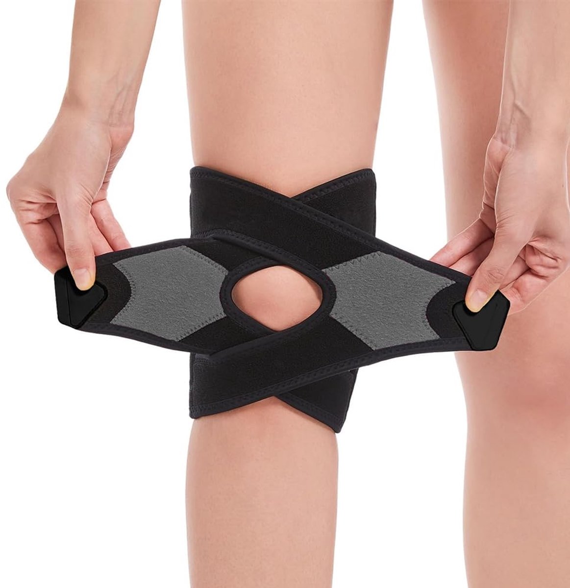 Kniebrace Kniebandage Patellaband Kniebeschermer Knie Ondersteuning Sport Compressie Schokdemping Ademend Kniegewricht Stabilisatie Voor Fitness Hardlopen Training (Grijs)