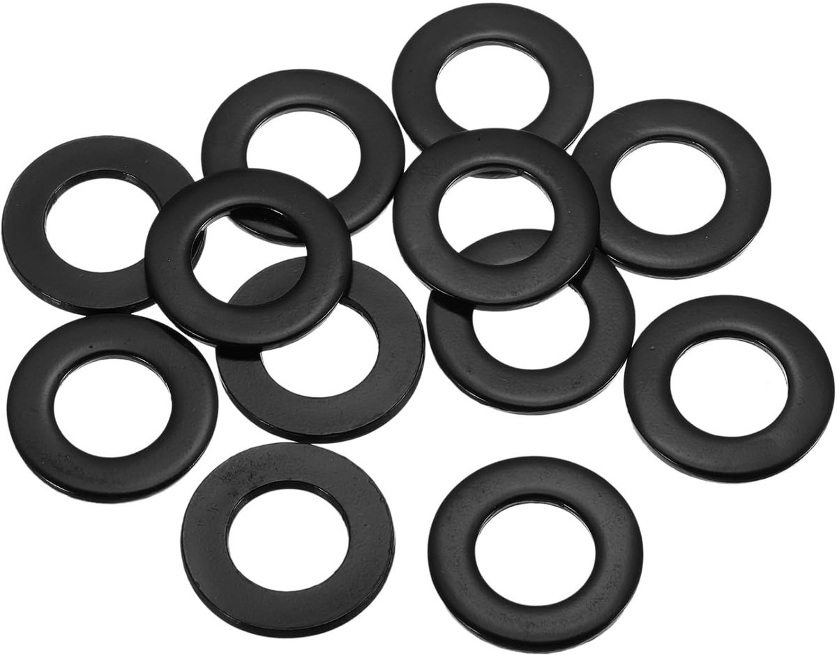 12 stuks platte sluitringen M14 boring x 28 mm buitendiameter roestvrij staal 304 met zwarte zinkcoating voor schroeven en bouten