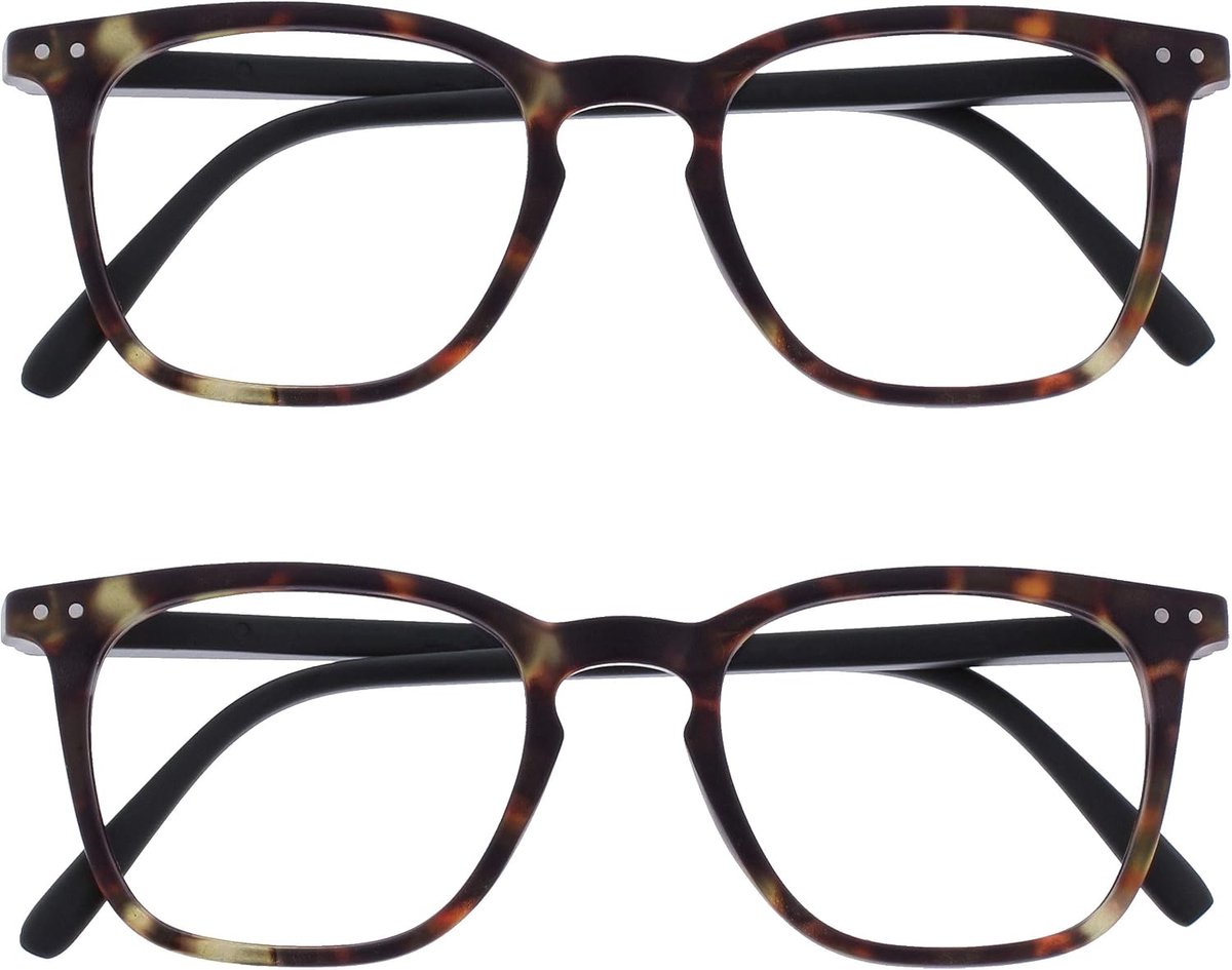 Bex 2 Stuks Mannen Leesbril Groot Ontwerper Stijl Matbruine Schildpad RR64-2 +3,00