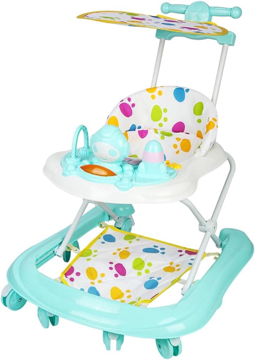 Loopwagen met 3 in hoogte verstelbaar, afneembare zitting en dienblad, 3-in-1 uitbreidbaar, activiteitencentrum voor peuters van 6 maanden, 62 x 68 x 36-81 cm, groen