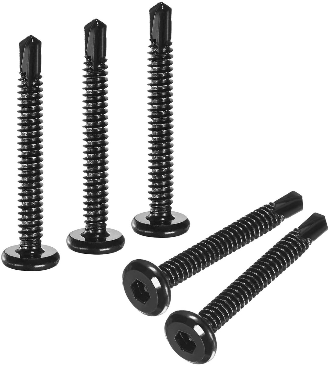 METERXITY 50 stuks zelftappende schroeven met zeshoekige voetafdruk, #10 x 1-3/4 inch platte kopschroef met interne zeskantkop, 410 roestvrij staal, boorschroeven voor metaal, voor reparatie huis