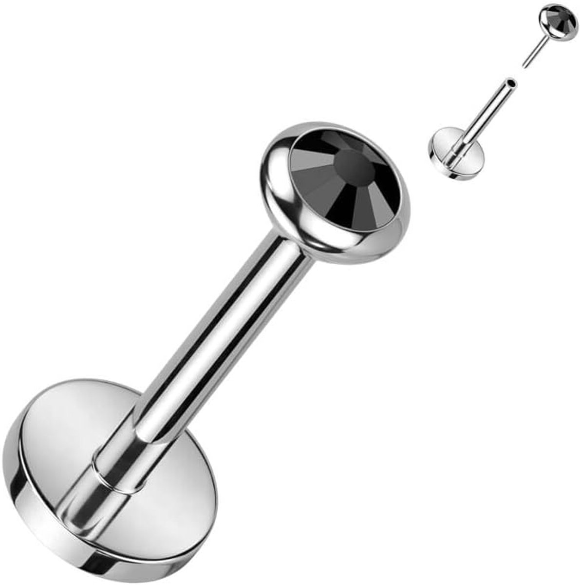 labret zirkonia opaal push-up piercing oorsteker helix tragus lippiercing Medusa Nostril