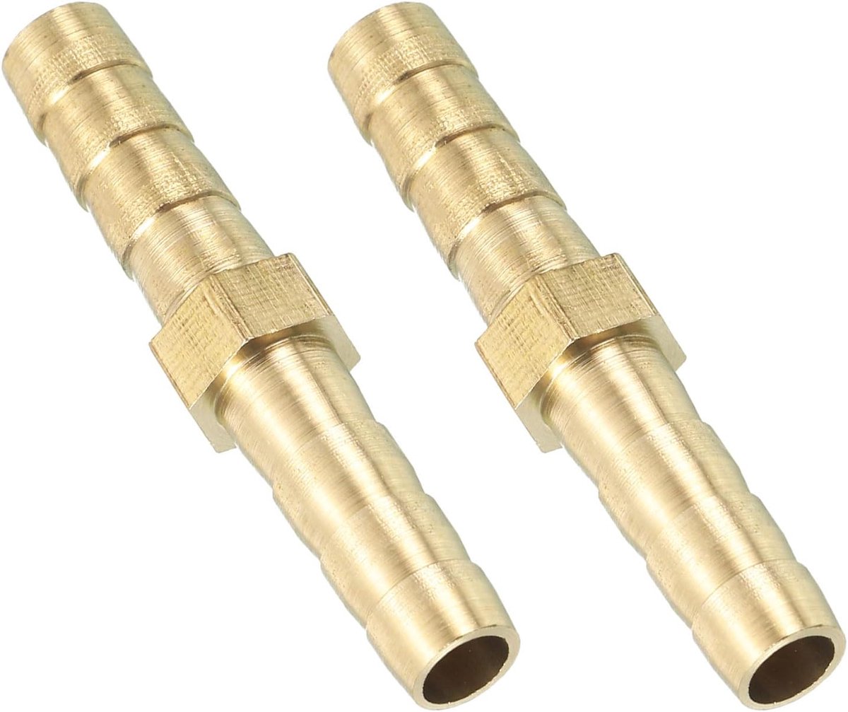 Slangverbinder, 6 mm, messing dubbele nippelkoppeling, 2 stuks slangverbinders, benzineslang, slangkoppelingen, tuinslang voor het verbinden van luchtslangen