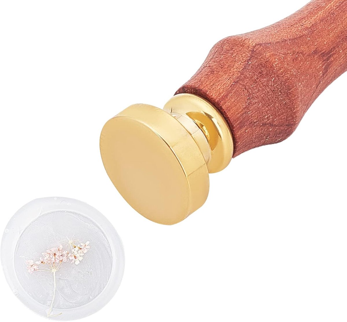 Ronde zegelwasstempel, 20 mm, witte waszegel van messing, afneembare kop