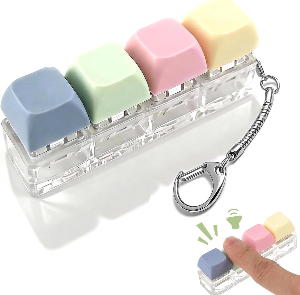 sleutelhanger met vier toetsen, kleurverloop, decompressiespeelgoed, clicker-knop, anti-stress-toetsenbord voor volwassenen, verlicht stress, passertijd