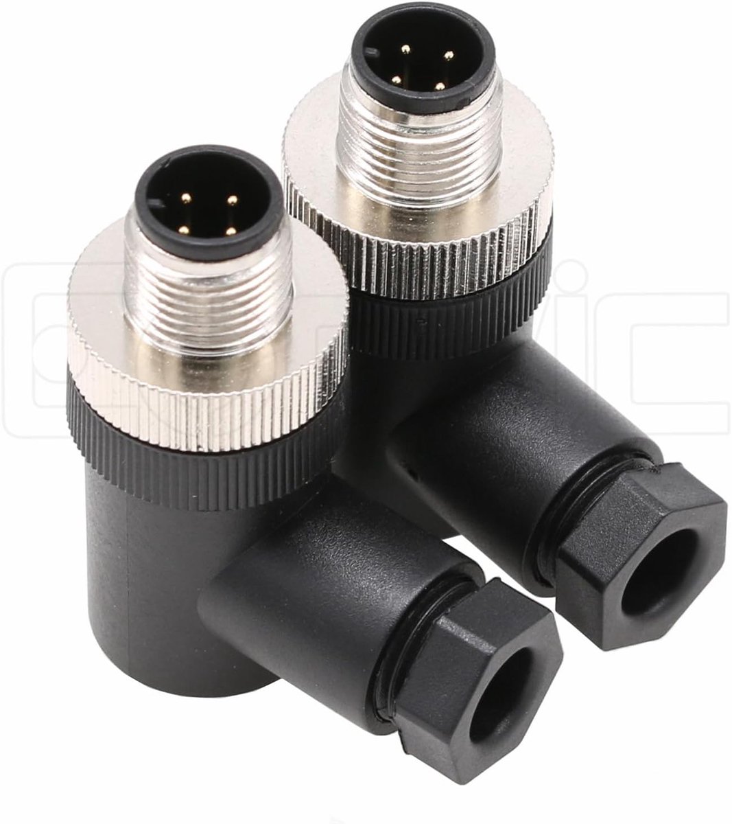 4-polige stekker, 12 mm A rechthoekige industriële cirkelvormige connector, IP67 veldmontage bekabelbare sensor, 250 V, 4 A, AC/DC, 2 stuks