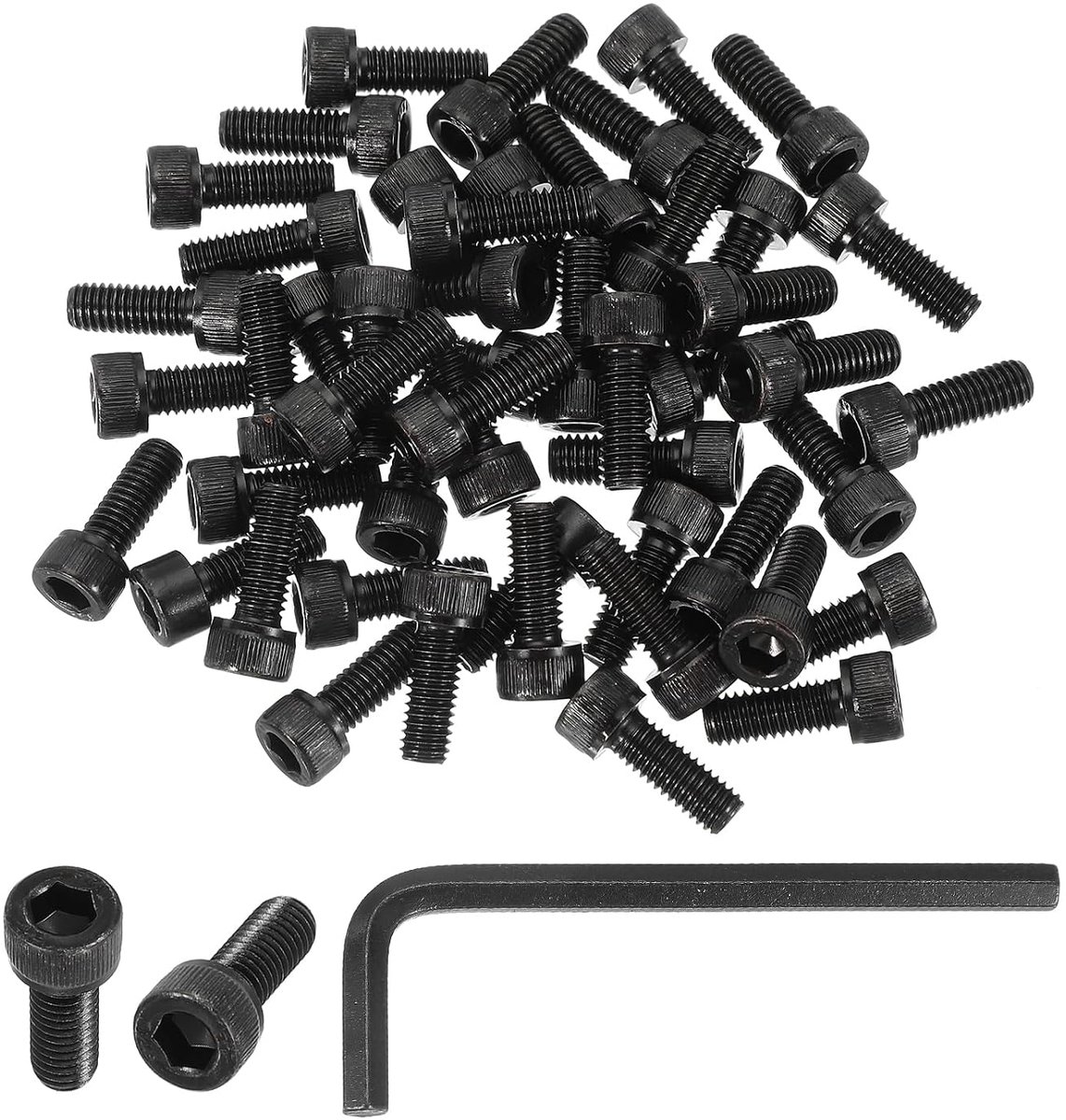 M6 x 16 mm zeskantschroeven met binnenzeskantkop, verpakking van 50 stuks, 12,9 graden koolstofstaal, zeskantschroef met inbussleutel, zwart