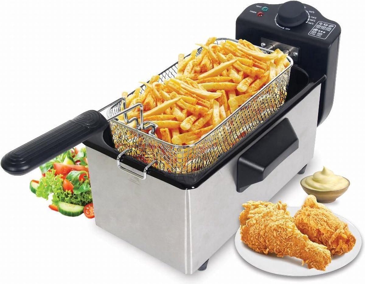 Frituurpan 3L 2000W - Elektrische Frituurpan met 15L Mand - Nauwkeurige Timer - Ideaal voor Knapperig Frituren - SnelShoppen