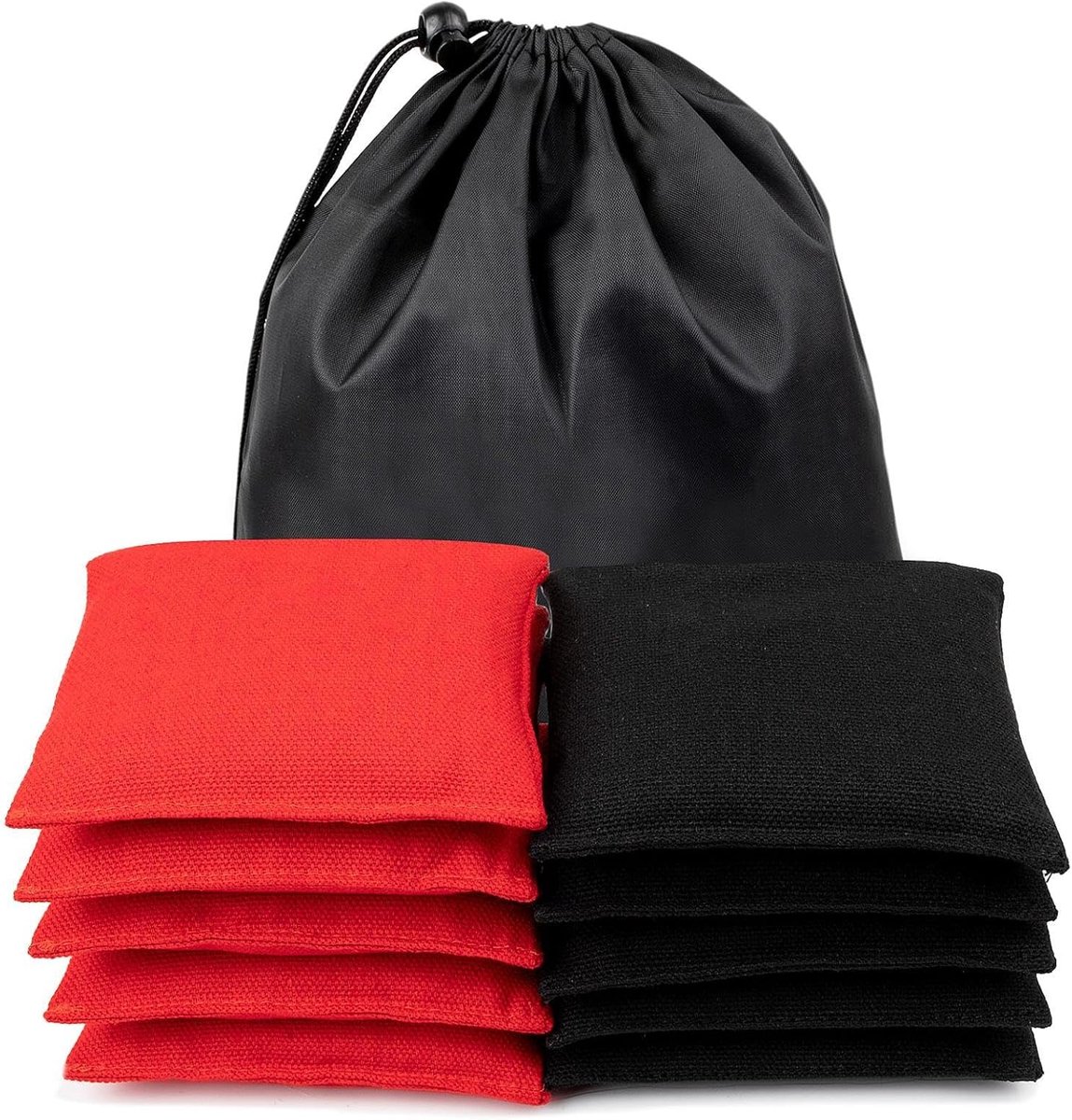 10 Stuks Bean Bags, Bean Bags voor Kinderen om te Gooien, Mini Cornhole voor Gooisporten Buiten Familie Spelletjes Kinderspeelgoed Handgooispellen Jongens Meisjes Feestspellen (Zwart+Rood)