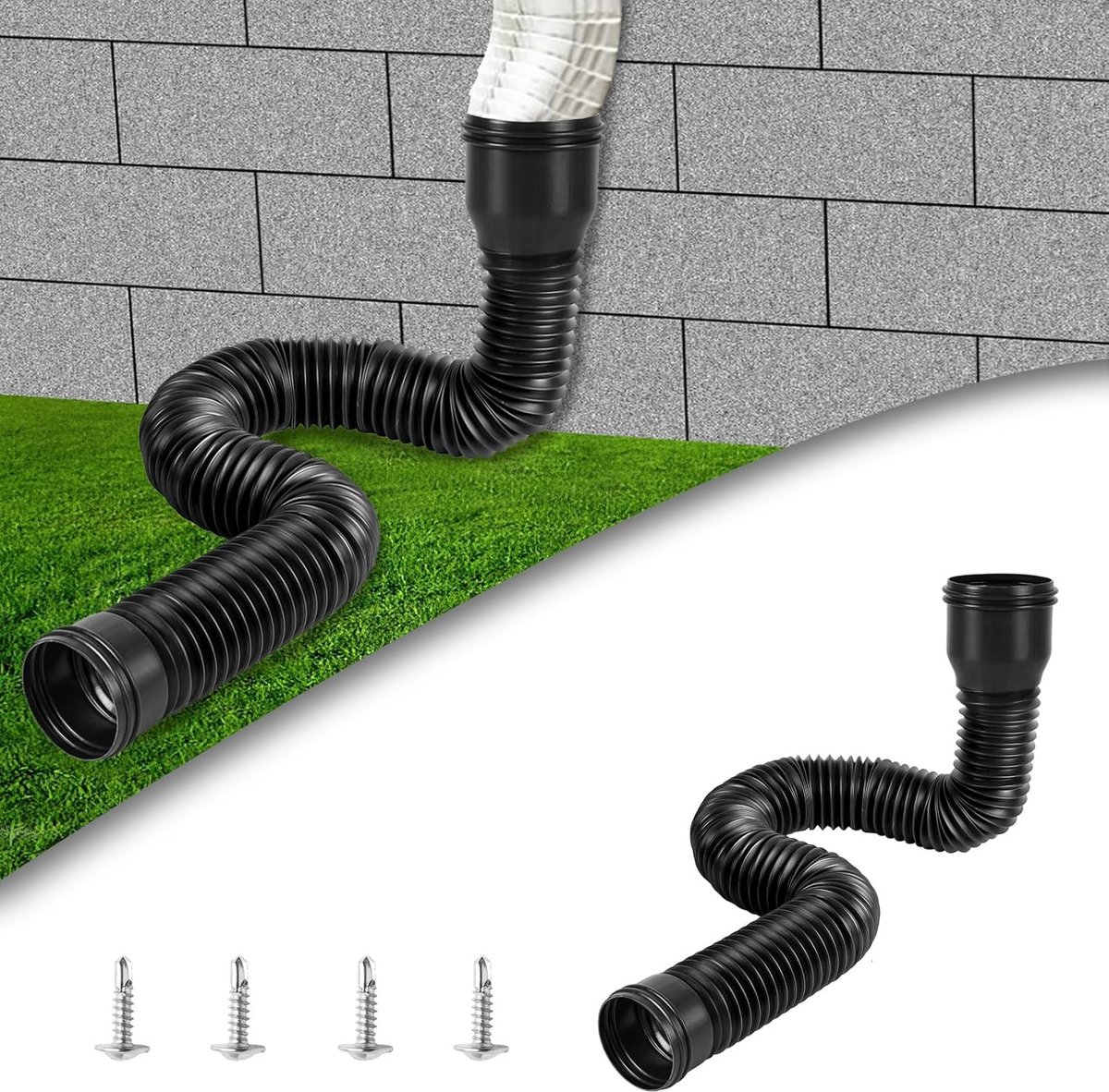 HAMON Flexible Drain Pipe For Roof Window, Rain Gutter Fall Pipe Flexible, Fall Pipe Extensions Flexible Round For - ShopVlot