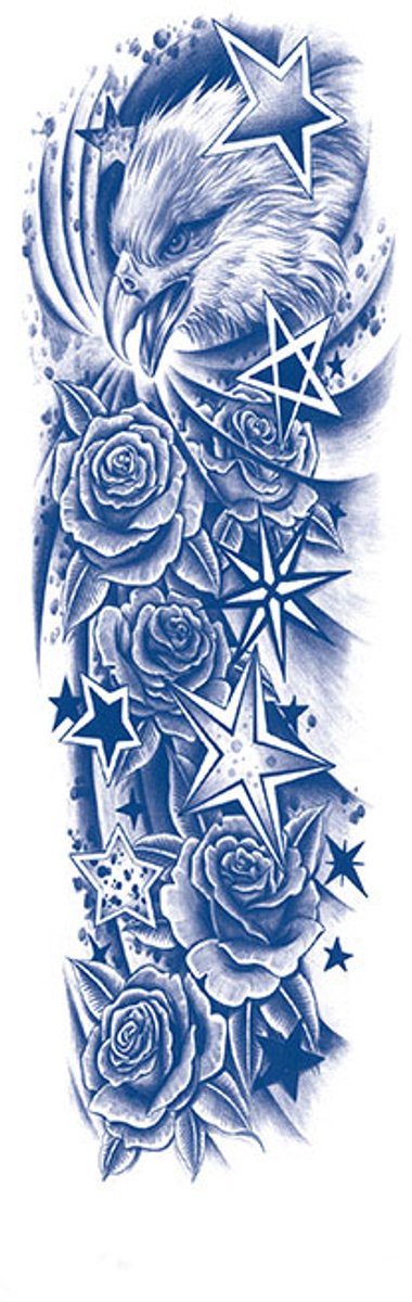 Tijdelijke sleeve tattoo bloemen vogel stoer 2 weken
