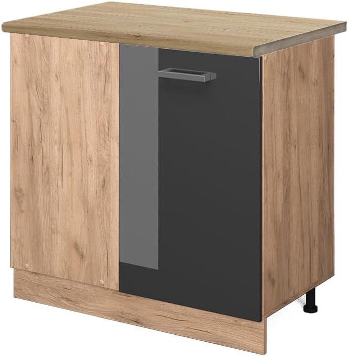 Hoekkast - Keukenkast Hoekunit - Keuken Indelen - Flexibel InDeelbaar - 86x86x81.6 cm - Antraciet Hoogglans
