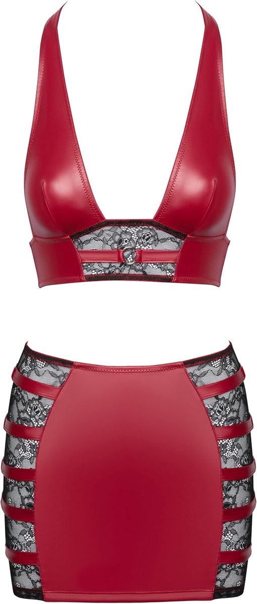 Cottelli PARTY Top plus Mini Skirt Red/Black S - ShopVlot