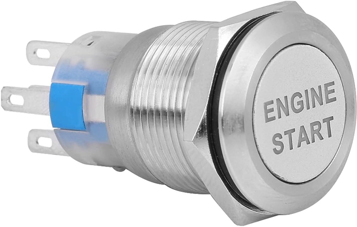 Startknop Motor - Drukknop Ontsteking - Voertuig Starten - Geïntegreerd LED Licht - Universele Montage - Zilver