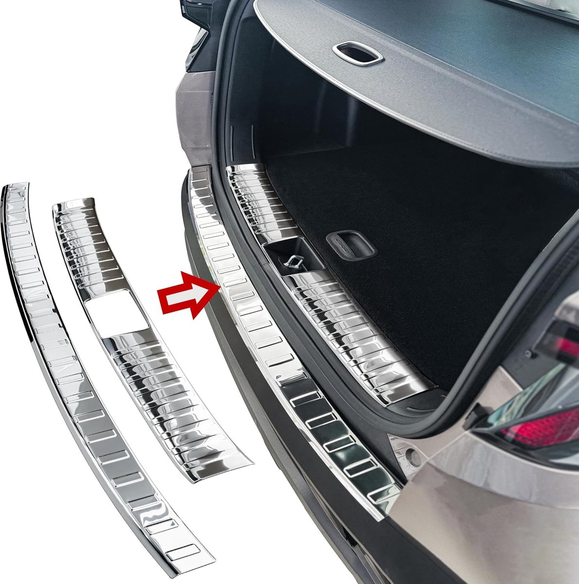 Bumperbescherming roestvrij staal chroom look - compatibel met Hyundai Tucson | type NX4 | BJ vanaf 2020> - V2A hoogglans gepolijst - binnen en buiten