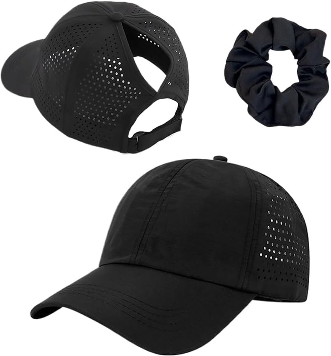 2 stuks pet, paardenstaart, honkbal, dames, honkbal, paardenstaart, anti-UV, ademend, opengewerkt vizier