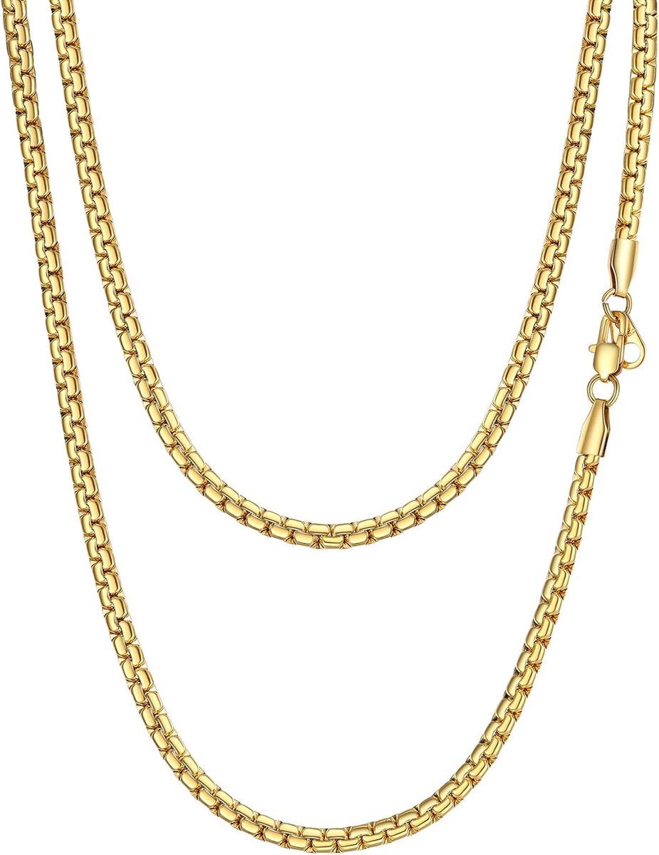 Roestvrij Staal Herenkettingen Zilver/Zwart/Goud, 2/4/6/8 mm Venetiaanse Ronde Doosketting 36-76 cm Lang, Mannenketting Necklace For Men Hiphop Rapper Cadeau Ideeën
