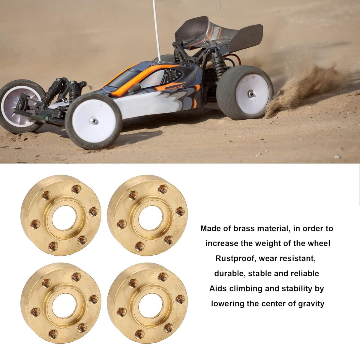 Wiel Hex Hub Adapter, 4 Stukken Roestvrij Verbreden Messing, RC Model Onderdelen, 6mm Diameter Adapter for RC Crawler en Offroad Modellen
