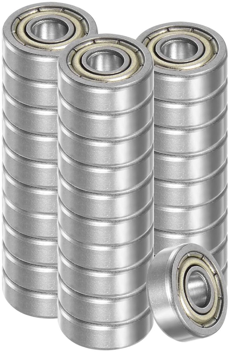 Groefkogellagers - [4 mm gat x buitendiameter 12 mm x 4 mm dikte], dubbel afgeschermde P0 metalen lagers voor industriële apparatuur, koolstofstaal, Z1, 30 stuks