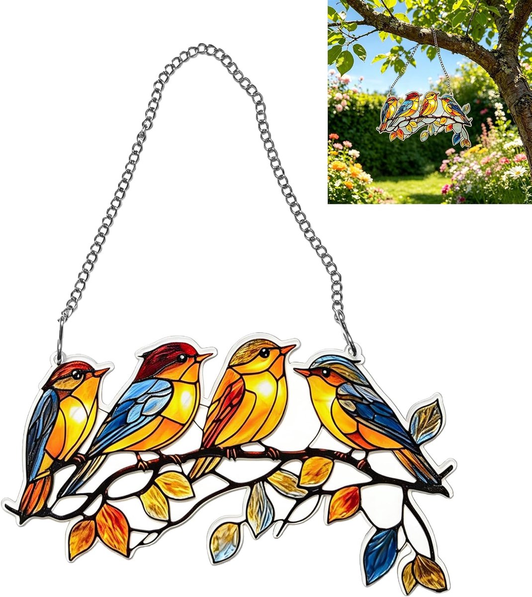 Hangend, vogel-zonnevanger, 1 stuk, geel, kolibrie, zonnevanger, ideaal als decoratie voor de woonkamer, keuken, tuin of raam