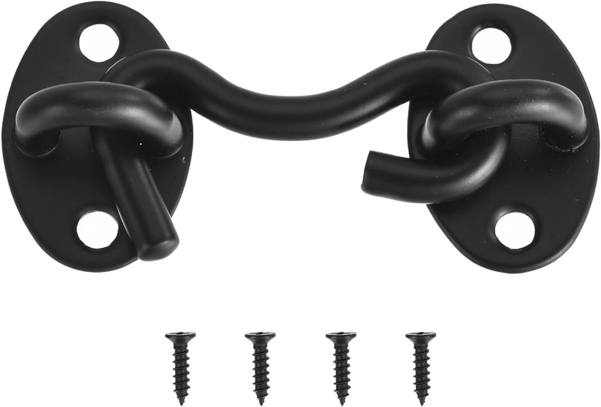 Hangslot met oogje, 5 cm (2 inch), van roestvrij staal, schuifdeuren, slaapkamer, badkamer, kleur zwart
