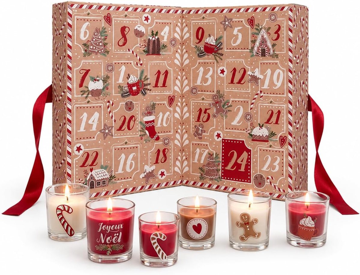 Adventskalender geurkaarsen set - 24 stuks - luxe design - sfeervolle kerstdecoratie - SnelShoppen