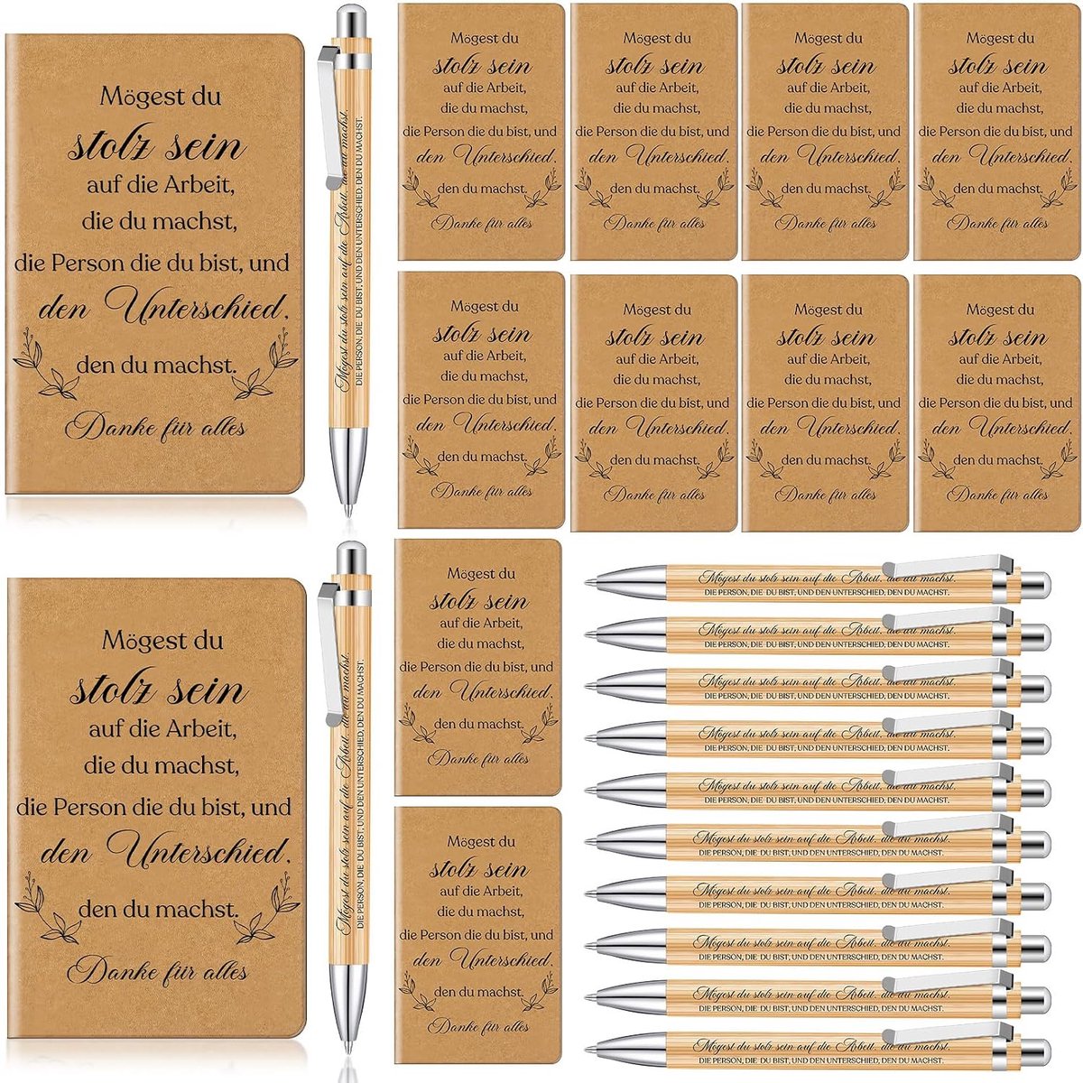 12 sets met bedankgeschenken, 12 inspirerende notitieboeken, kleine zaknotitieblokken, 12 motiverende Thank You Stylus 2-in-1 balpen voor collega's