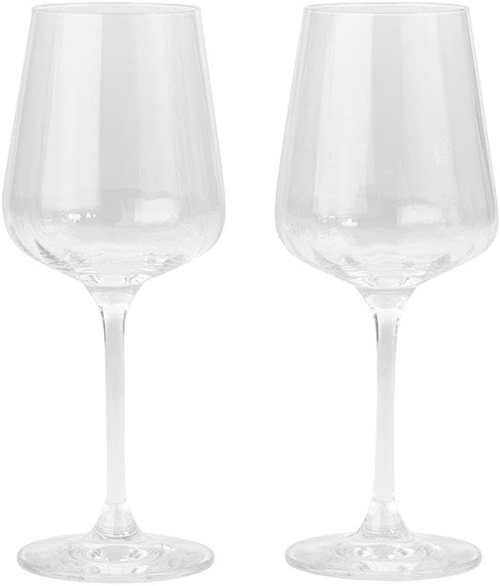 Witte wijnglazen set van 2 - Grote 310ml - Kristallijn glas - Elegant ribbed diamond design - SnelShoppen