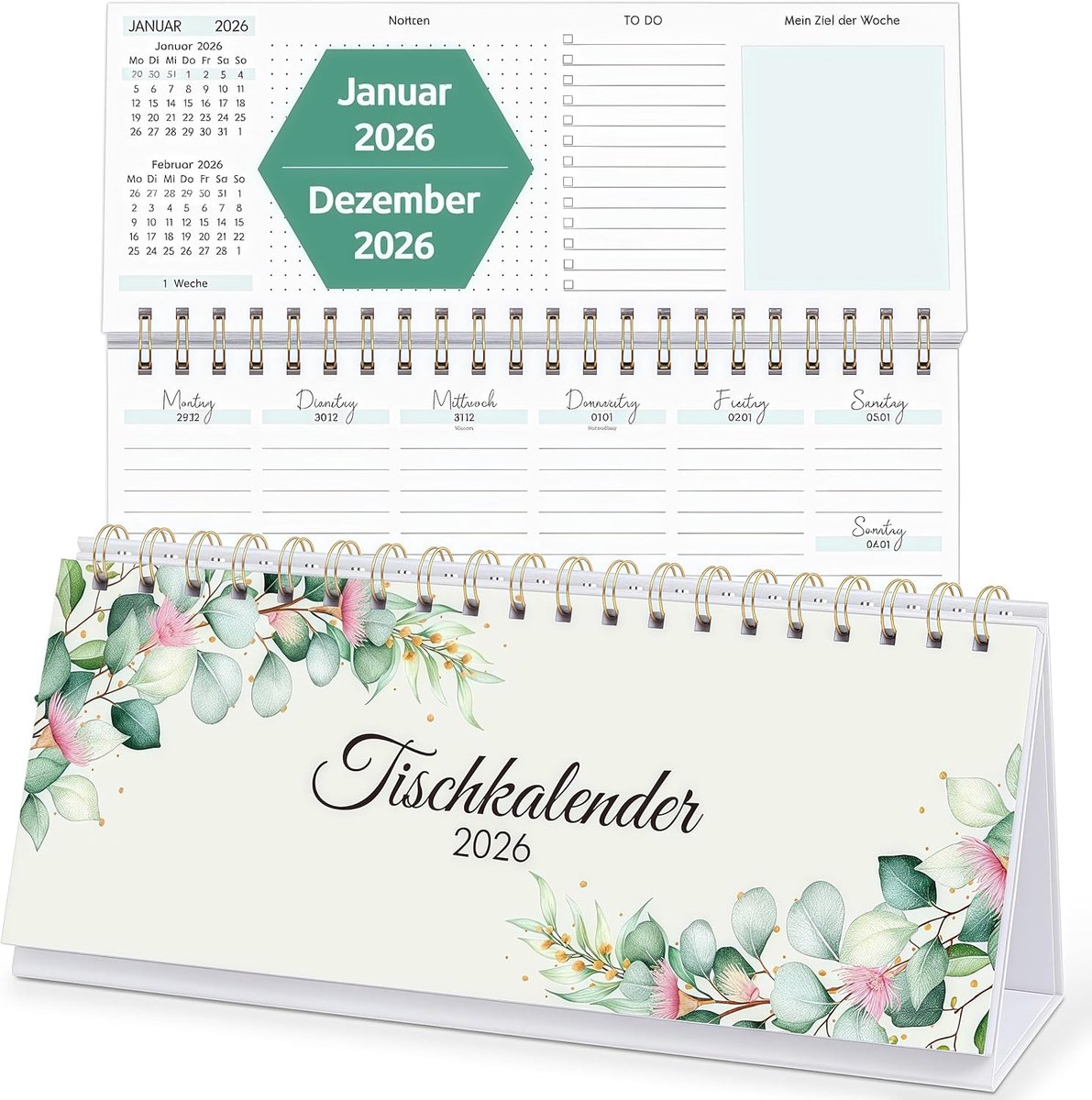 Bureaukalender 2026 Wekelijkse Kalender - 1 Week 2 Pagina's - Staand Gebruik - Ideaal voor Efficiënte Planning - SnelShoppen