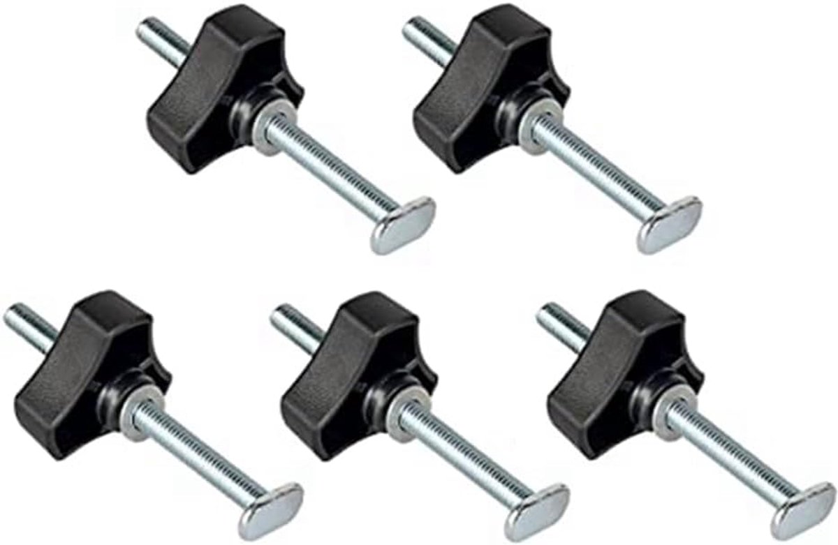 5 stuks M8 T-railbouten knoopset 4 inch T-sleuf bouten met sluitringen T-railaccessoires voor houtbewerkingssjablonen