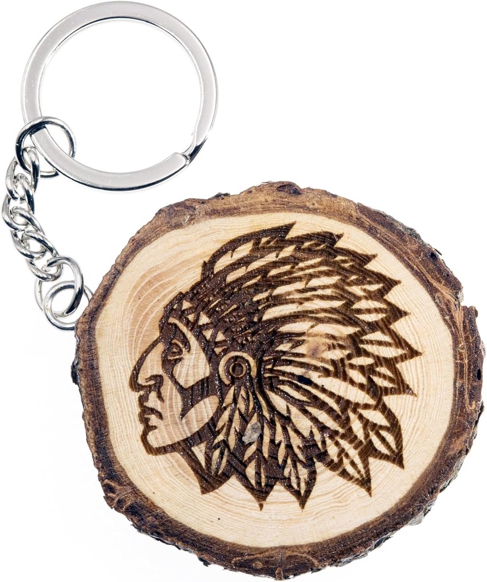 Sleutelhouder Sleutelhanger van Natuurlijk Hout, Bruin, Eén maat