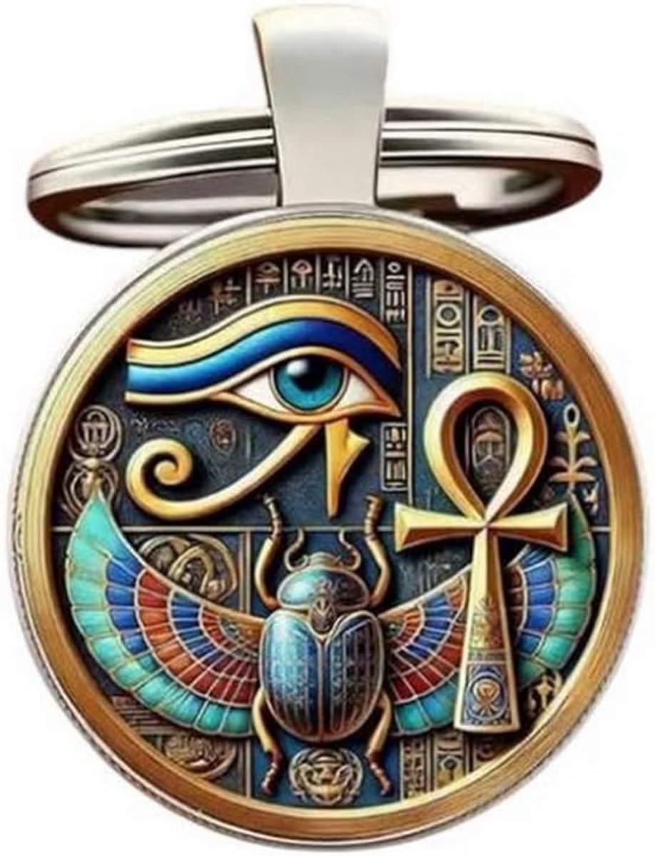 cabochon oog god horus tas sieraden, ankh kruis & Egyptische kever.