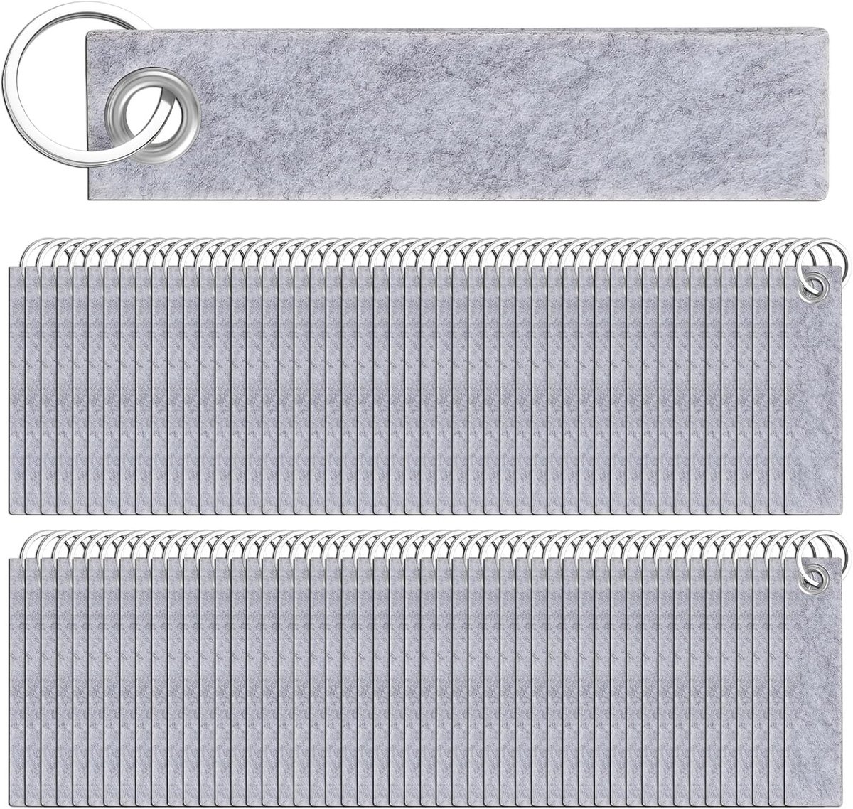 100 stuks 13 x 3 cm, kleurrijke vilten sleutelhangers, onbewerkte sleutelringen met hanger van vilt, sleutelkoorden voor schoolrugzak, tas, portemonnee, sleutels, knutselen