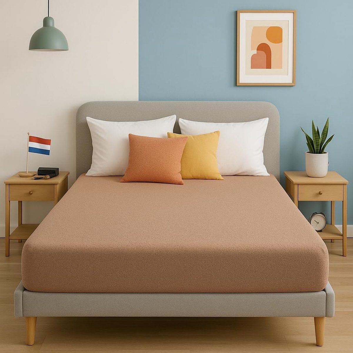 Premium Terry Hoeslaken – Zacht, Absorberend & Duurzaam (160 GSM, 80% Katoen / 20% Polyester) – Rekbare Diepe Hoeken voor Goede Pasvorm (Taupe, 120×200+30 cm)