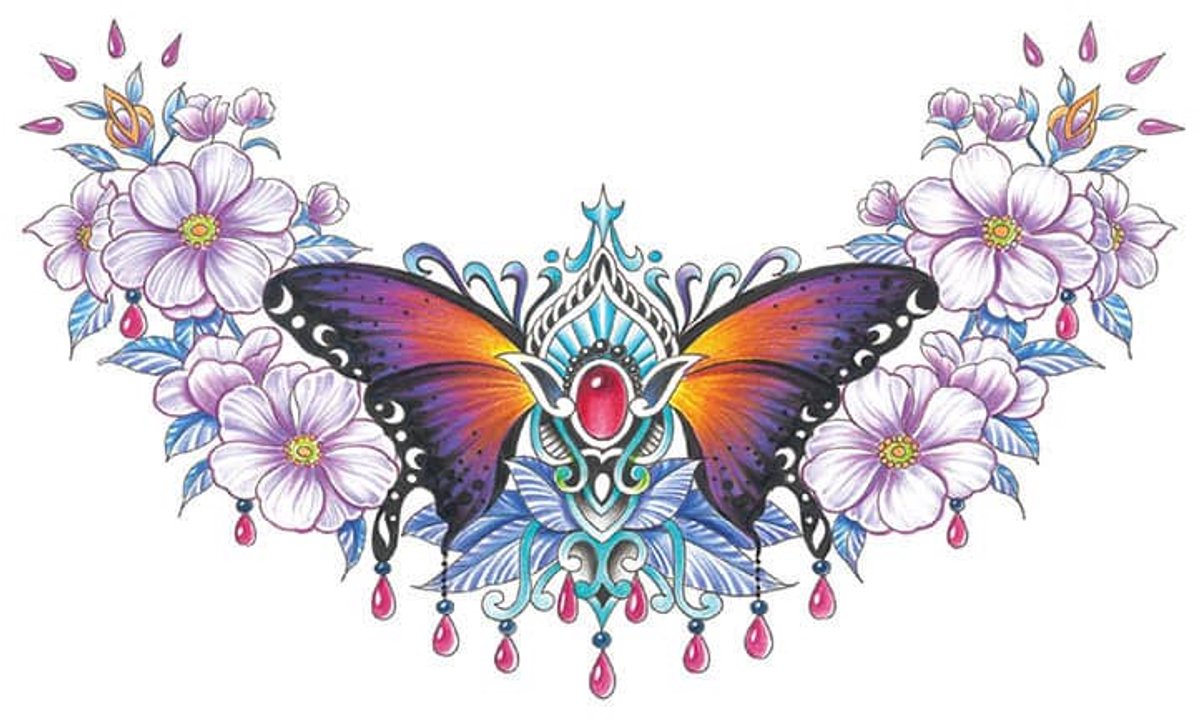 Tijdelijke tattoo bloemen jewelwing 3 dagen