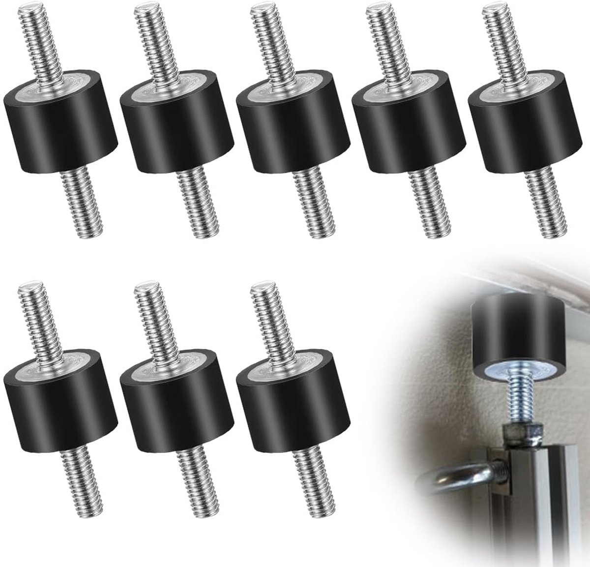 Gummilager, 8 stuks M6 Silentblock gummibuffers anti-vibratie met schroeven, trillingsdemper gummiisolator voor luchtcompressoren, dieselmotoren, benzinemotoren 20 * 15, M6*18