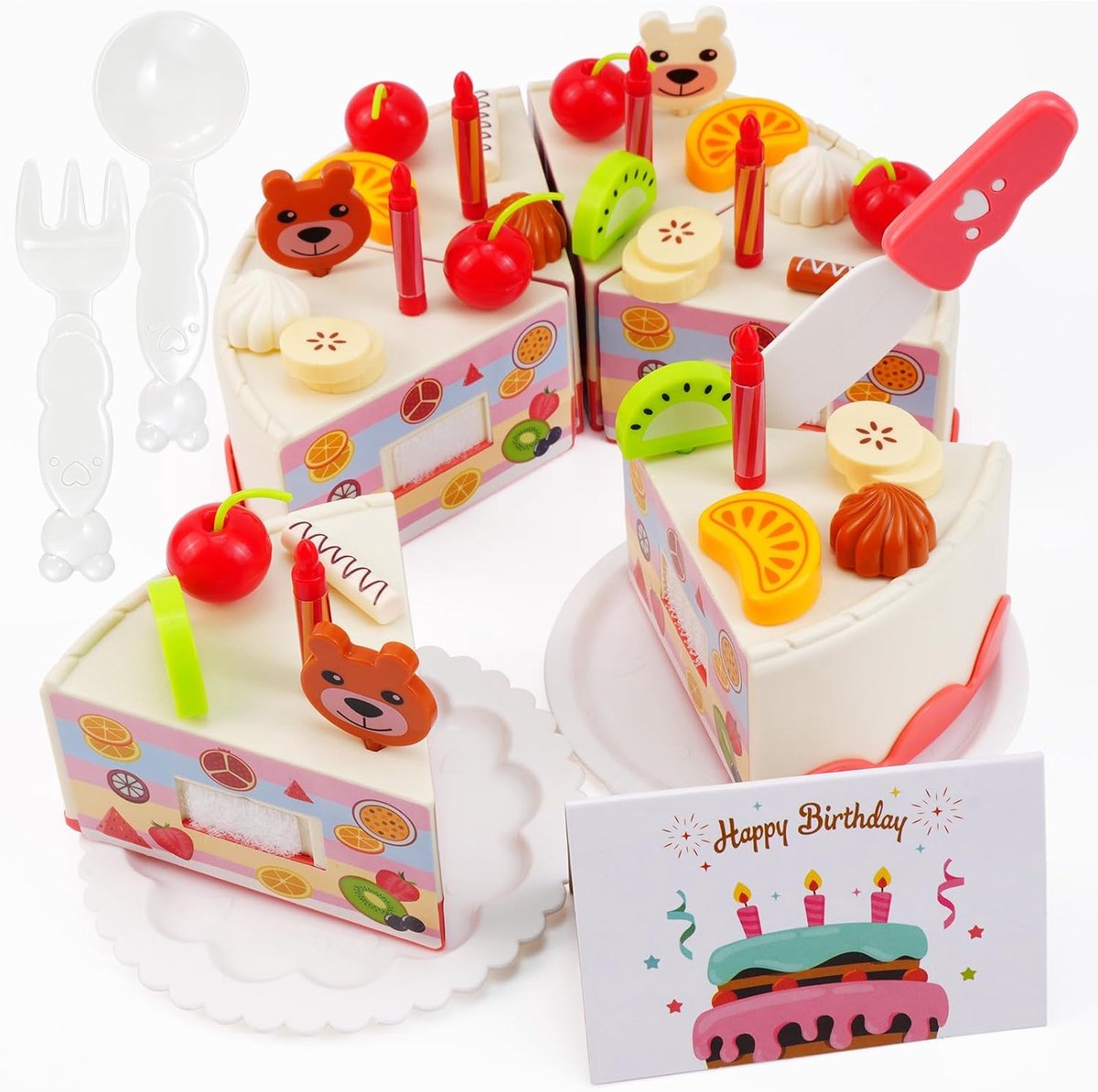 42 stuks kinderkeuken verjaardagstaart, keukenaccessoires kinderen, verjaardagstaart speelgoed, Montessori speelgoed, speelgoed keuken accessoires voor meisjes en jongens vanaf 3 4 5 jaar