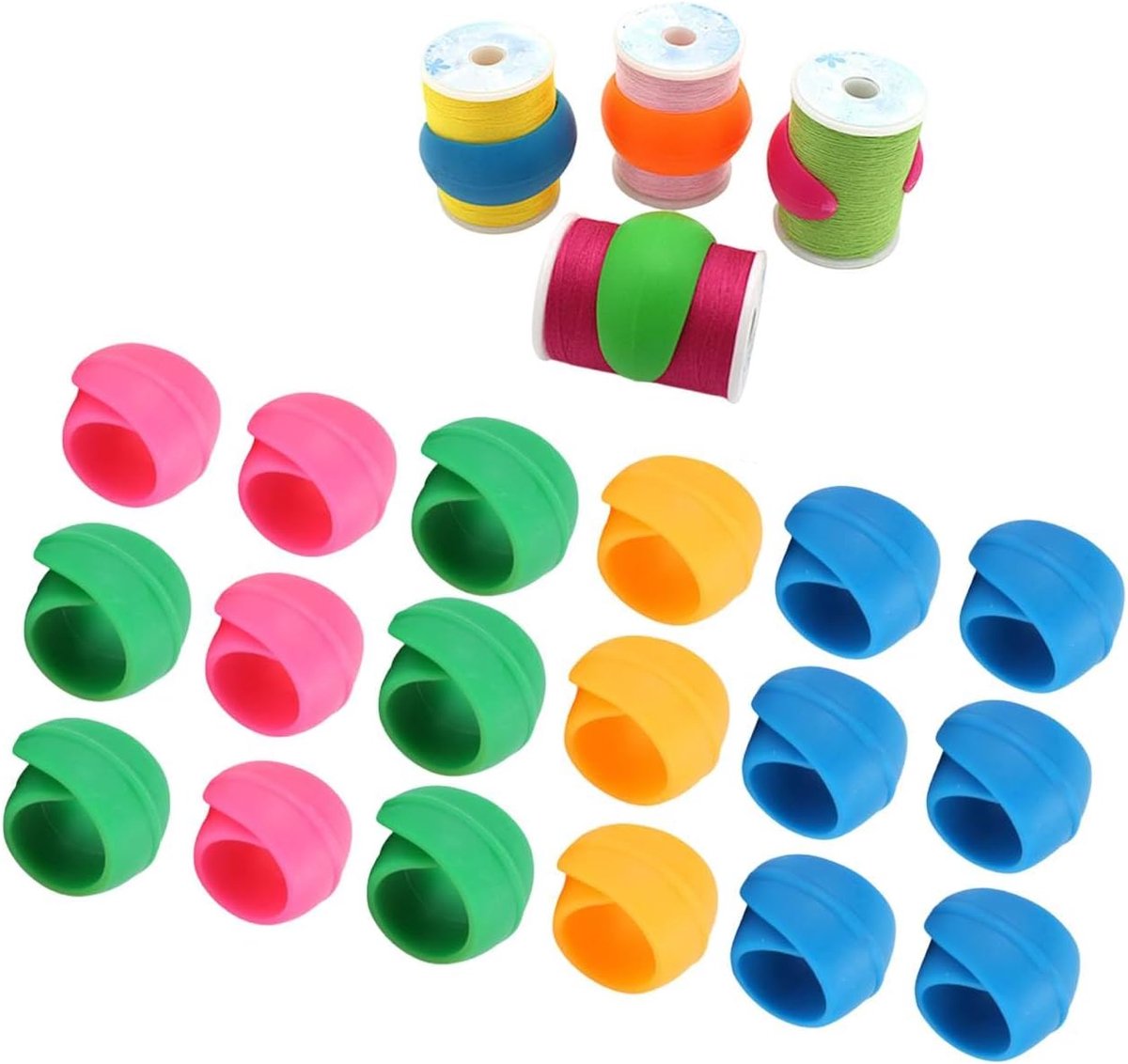 100 stks Siliconen Spoelhouder Clip, draad Spool Savers met 6 Kleuren Draad Spool Huggers voor Voorkomen Draad Staarten van Afwikkelen