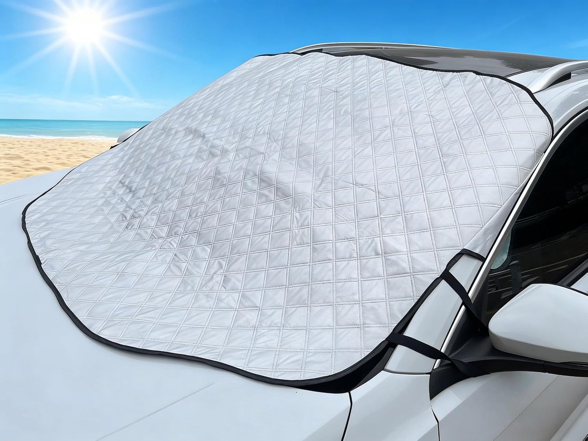 Zonnescherm voor Auto Voorruit, Voorruitbescherming voor Auto, Ruitbescherming Zonnescherm met 5 Magneten UV-bescherming voor Zomer, Zon & Hittebescherming, 147x116cm