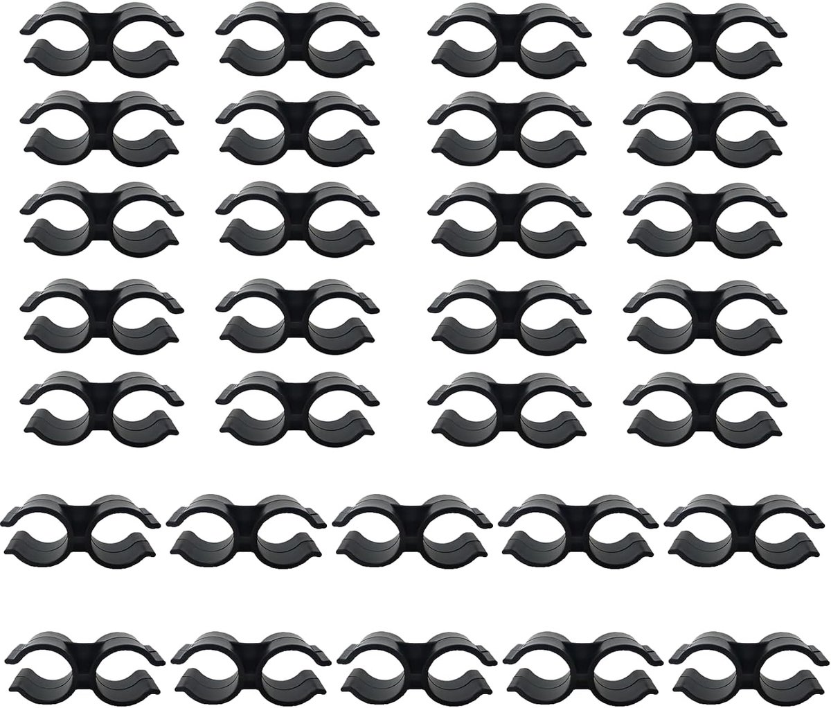 30 stuks dubbele clips pijpklem clips, PVC kunststof plank paal connector ketting link hek paneel klemmen clips bevestigingsaccessoires, zwart