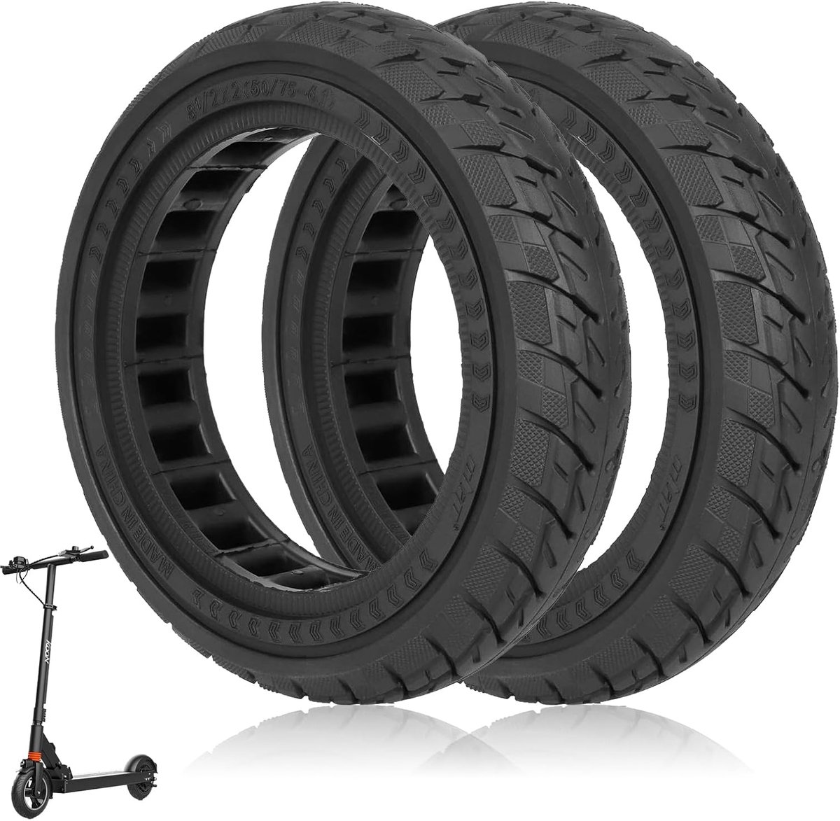 8,5 inch Elektrische Scooter band, 8 1/2 x 2 Elektrische Scooter wielen voor Xiaomi M365 Pro2/Pro/1S, 50/75-6.1 Anti-slip en Anti-lek Vervangingswiel voor/achter