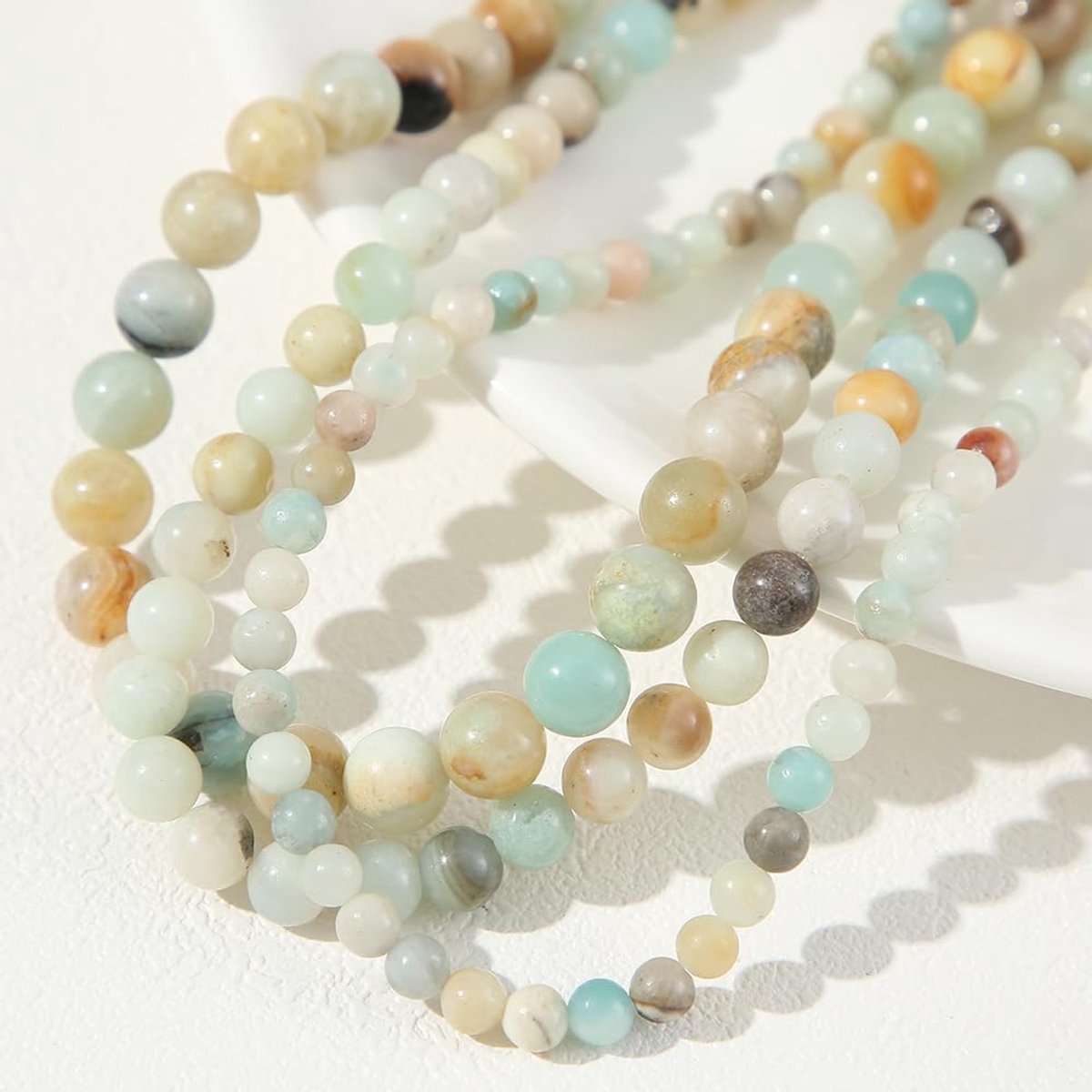 Ca. 370 stuks ronde natuurlijke amazonietkralen 4 mm edelsteen natuursteen voor het oprijgen voor DIY armbanden, kettingen, sieraden maken