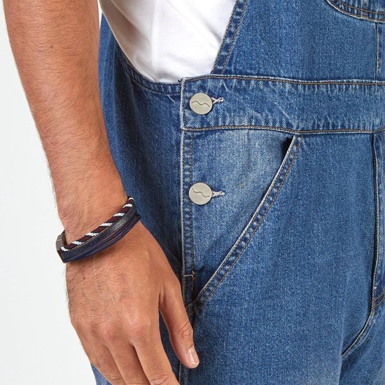 Heren Denim Blauwe Tuinbroek Stonewash Relaxed Fit Casual Jeans Zakken Overalls — afbeelding 2