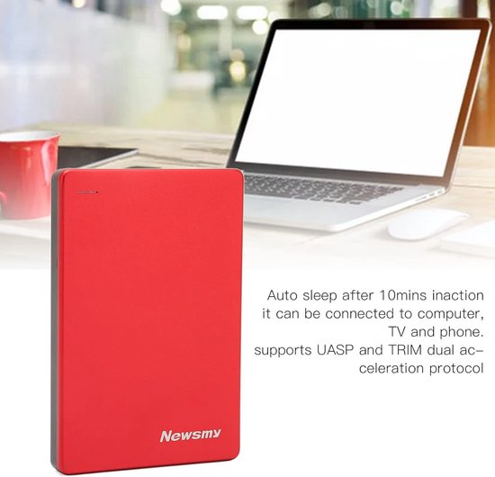 Draagbare Harde Schijf - Externe Opslag - Bestanden Opslaan - Automatische Slaapstand - 160GB - Rood — afbeelding 2