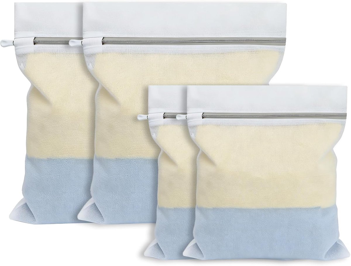 Set van 4 wasnetten voor wasmachine met verborgen ritssluitingen, robuust en duurzaam, waszak voor overhemden, beha's, sokken, ondergoed (2 stuks 25 x 30 cm + 2 stuks 30 x 40 cm)
