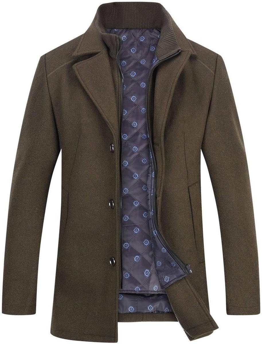 Herenjas met Gewatteerd Gilet Winter Wollen Jas Wollen Overgangsjas Outdoor Winterjas